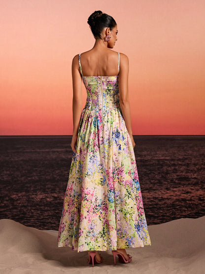 Lodric Spaghetti Printed Asymmetric Dress
