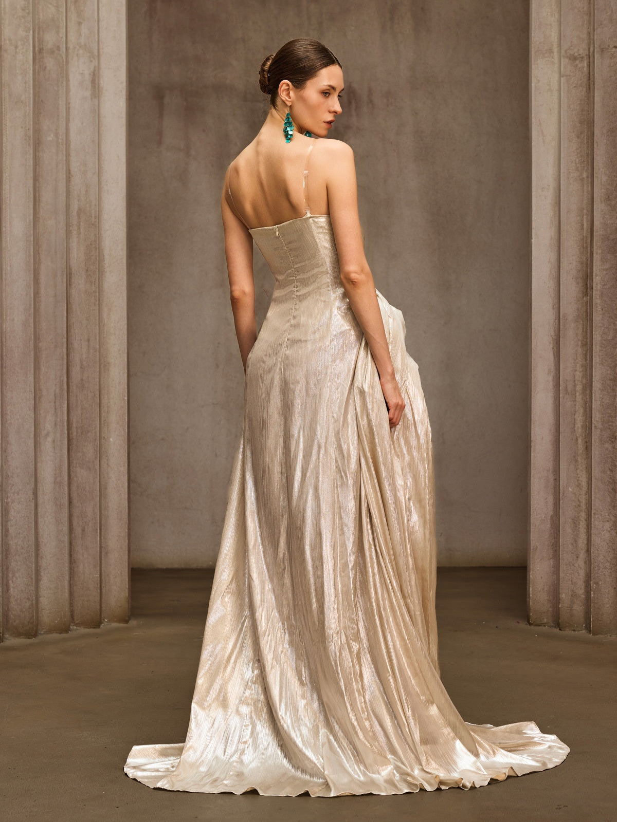 Londonor Cowl Neck Metallic Maxi Dress