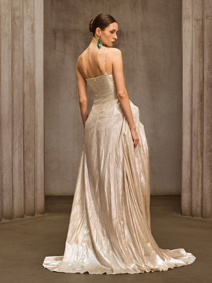 Londonor Cowl Neck Metallic Maxi Dress
