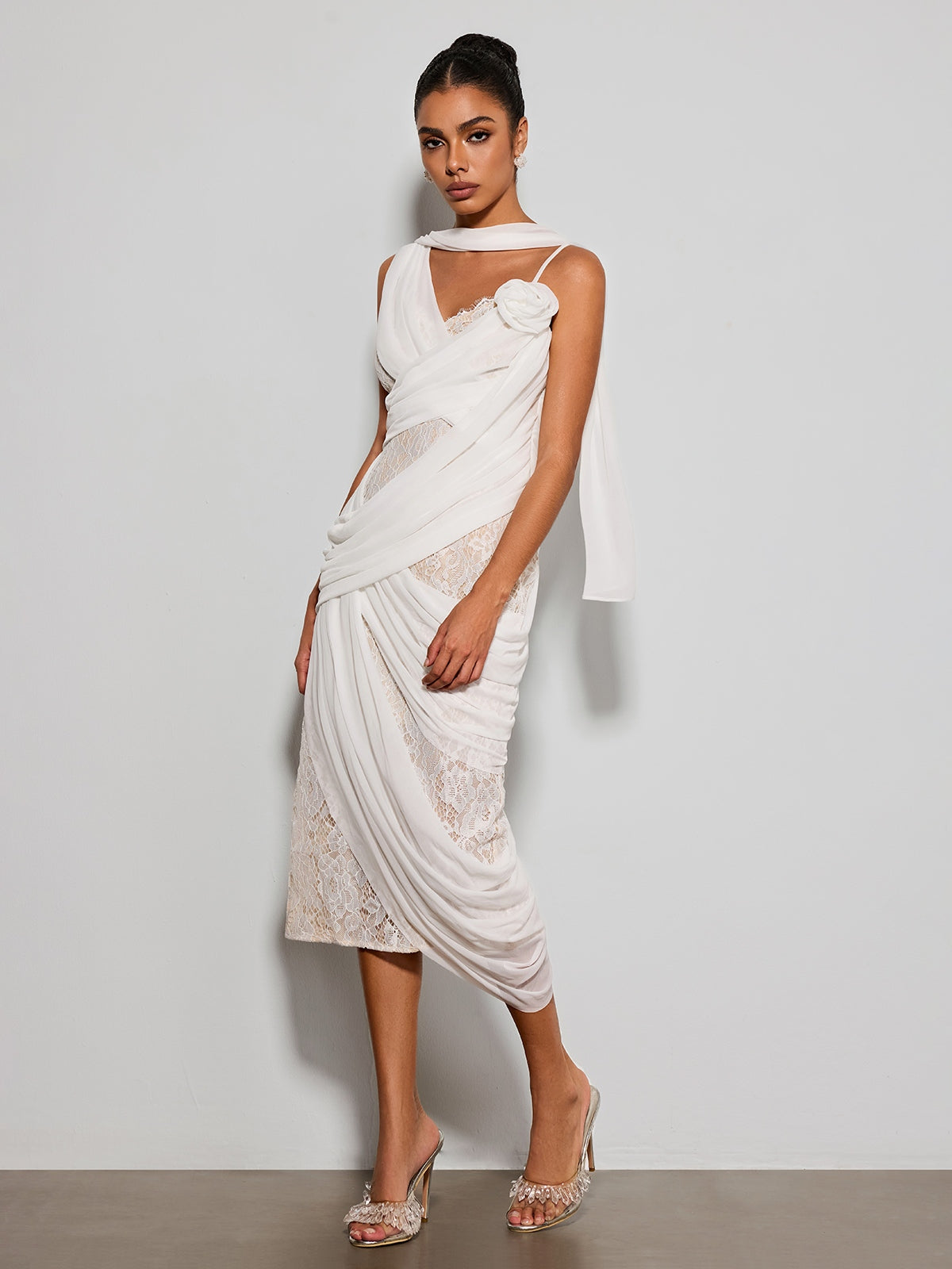 Rosstef Flamingo Lace Midi Dress