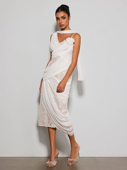 Rosstef Flamingo Lace Midi Dress