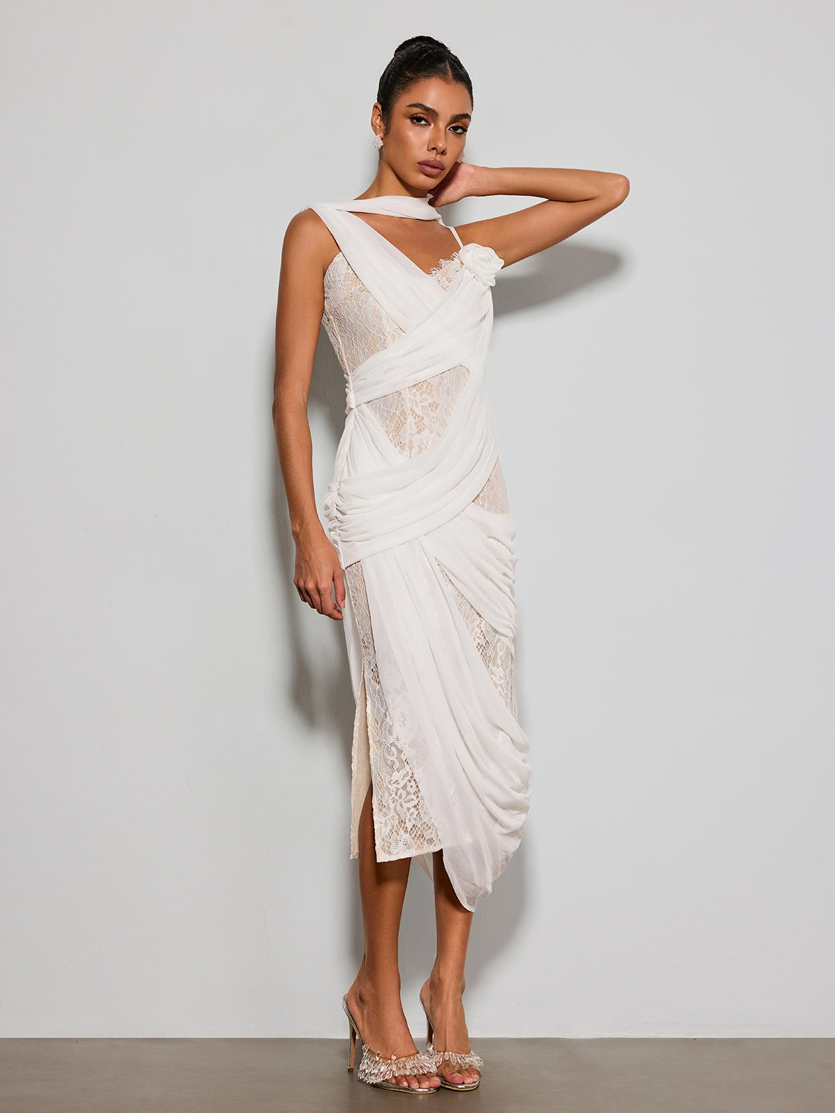 Rosstef Flamingo Lace Midi Dress