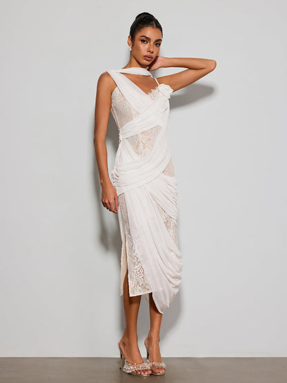 Rosstef Flamingo Lace Midi Dress