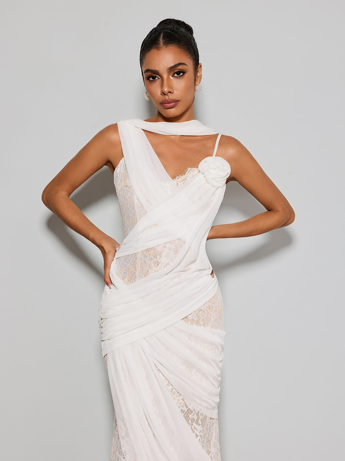 Rosstef Flamingo Lace Midi Dress