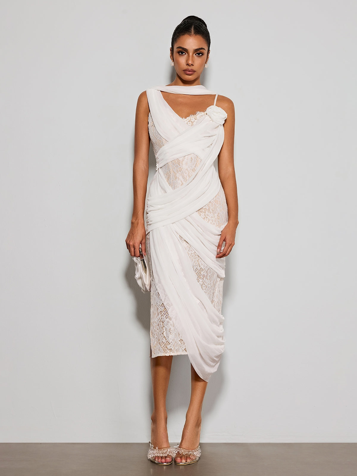 Rosstef Flamingo Lace Midi Dress