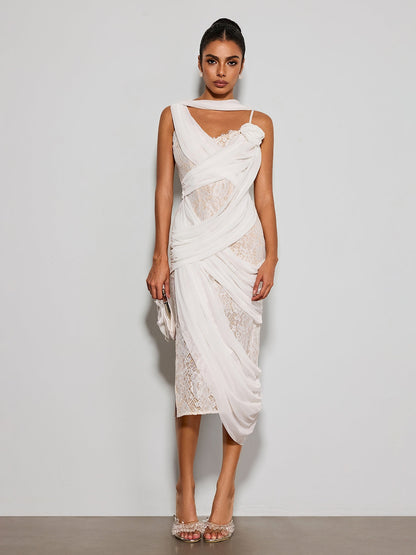 Rosstef Flamingo Lace Midi Dress