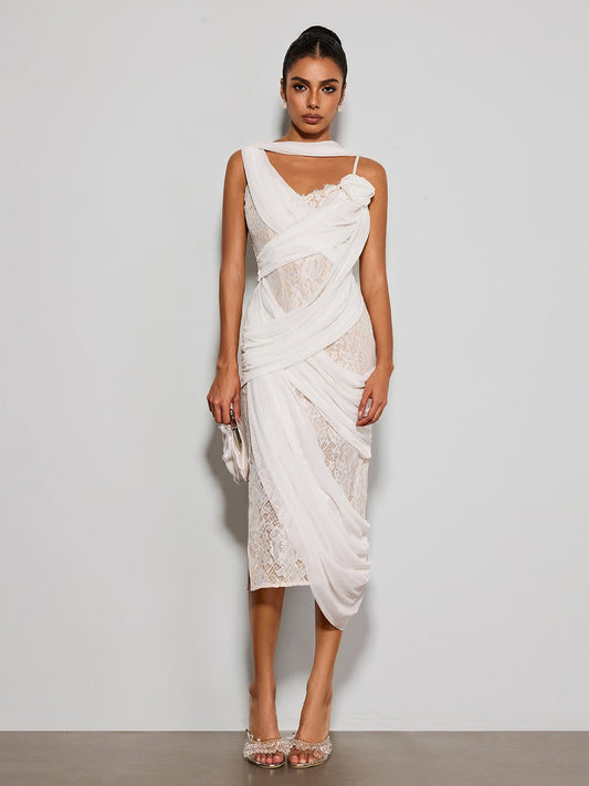 Rosstef Flamingo Lace Midi Dress