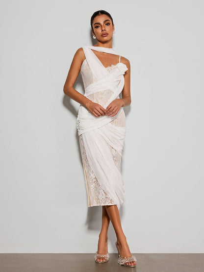 Rosstef Flamingo Lace Midi Dress