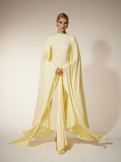 Louriz Shawl Maxi Dress In Yellow