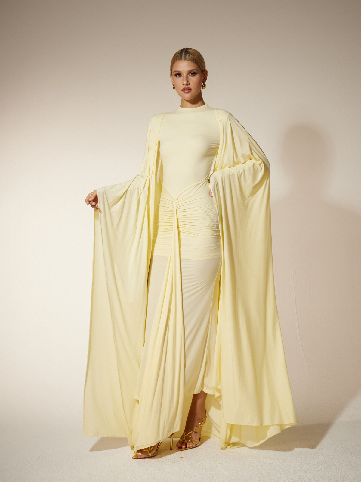 Louriz Shawl Maxi Dress In Yellow