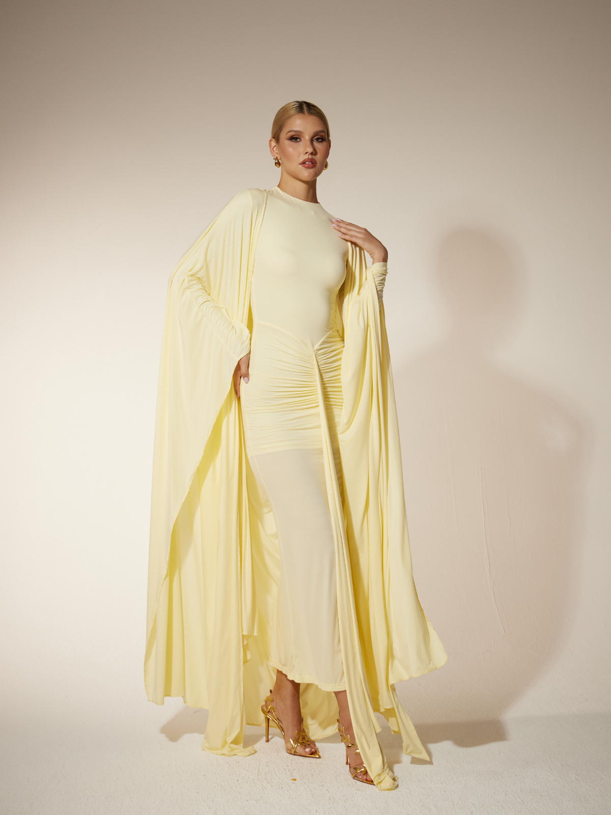 Louriz Shawl Maxi Dress In Yellow