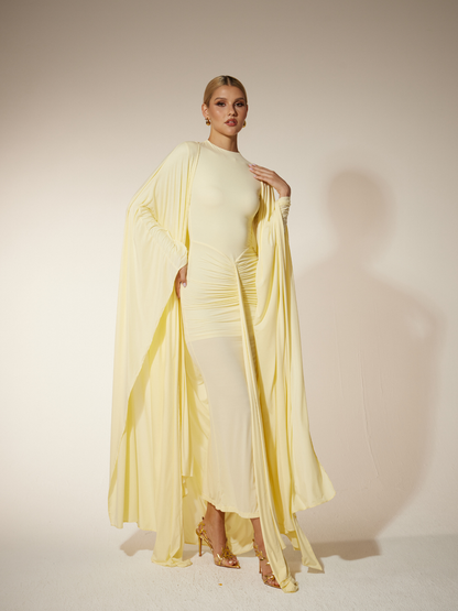 Louriz Shawl Maxi Dress In Yellow