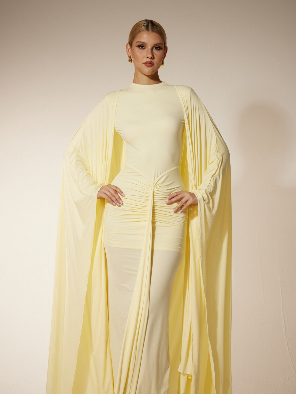 Louriz Shawl Maxi Dress In Yellow