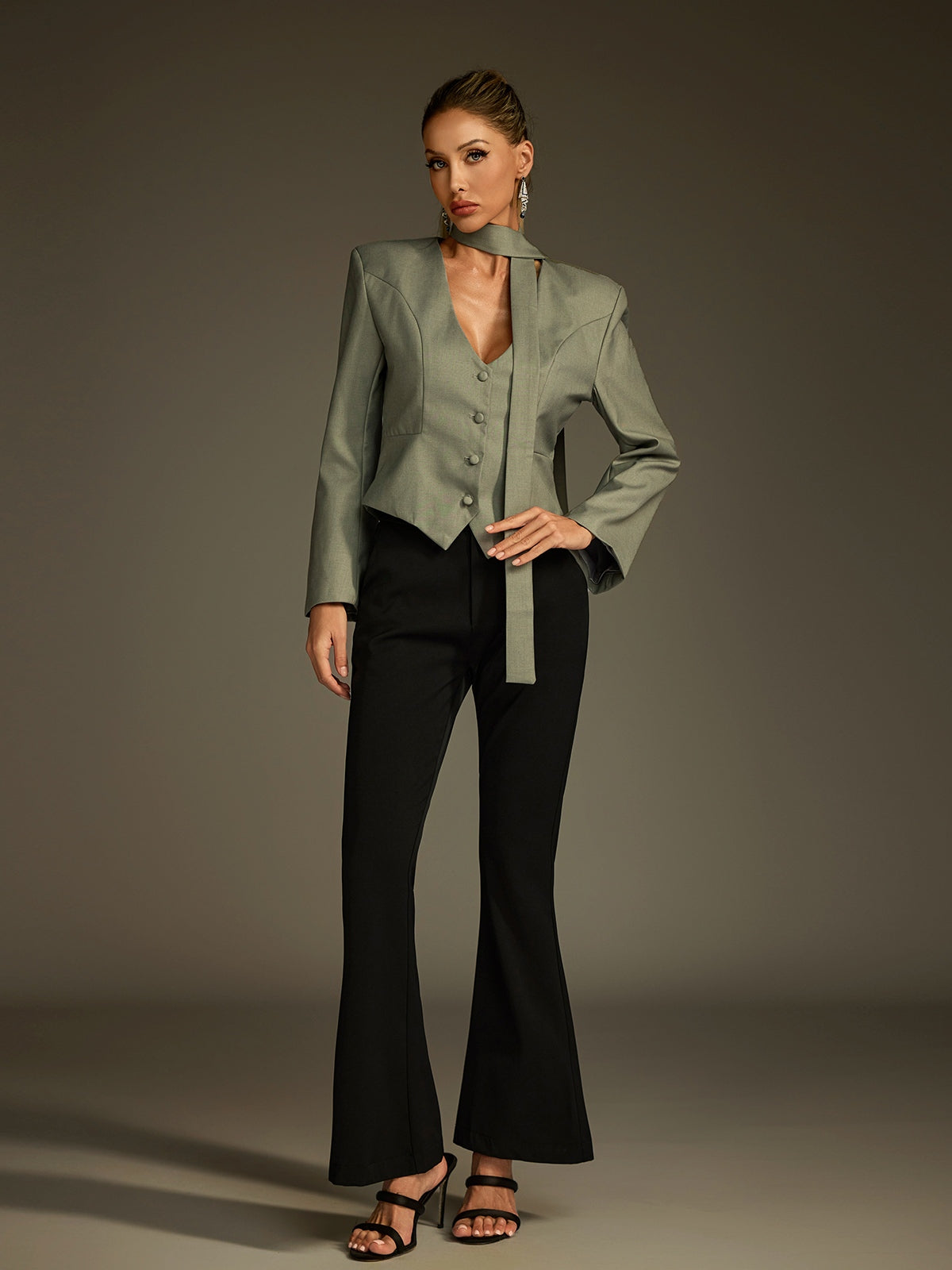 Lucrece V Neck Scarf Blazer