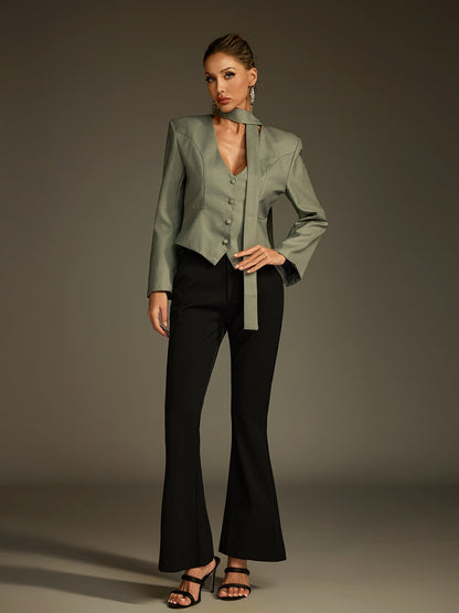 Lucrece V Neck Scarf Blazer