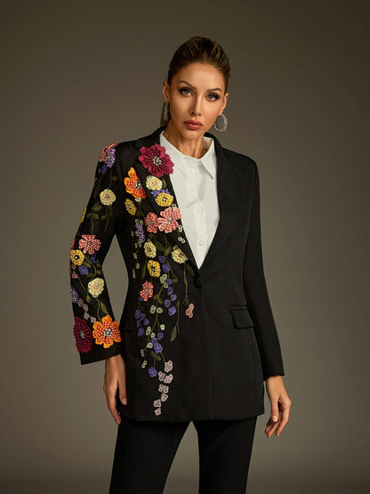 Ludmila Flower Embroidered Blazer