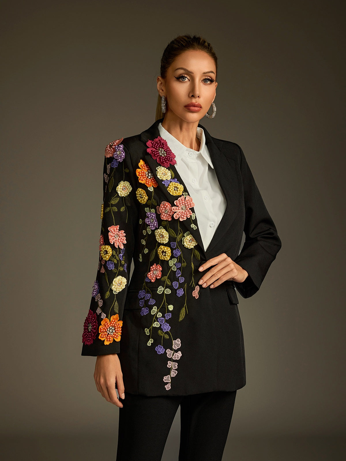Ludmila Flower Embroidered Blazer