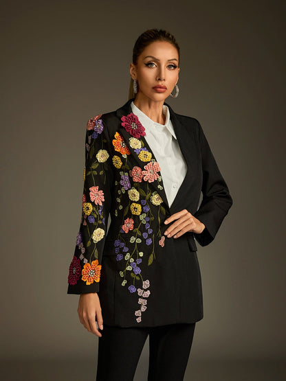 Ludmila Flower Embroidered Blazer