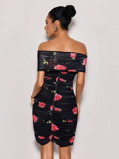 Rosstef Mini Floral Off Shoulder Dress