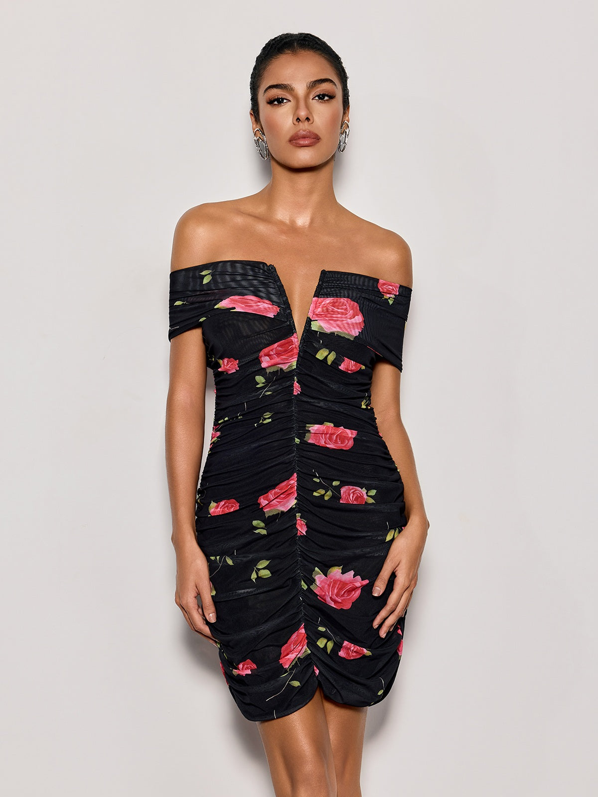 Rosstef Mini Floral Off Shoulder Dress