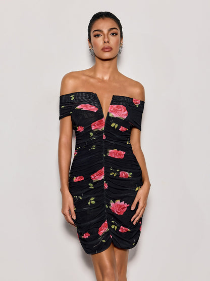 Rosstef Mini Floral Off Shoulder Dress