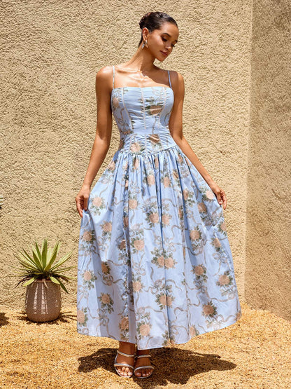 Maevorik Spaghetti Floral Maxi Dress