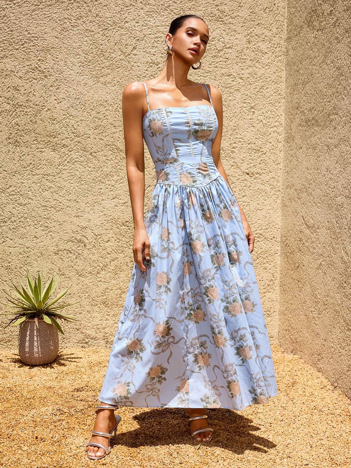 Maevorik Spaghetti Floral Maxi Dress