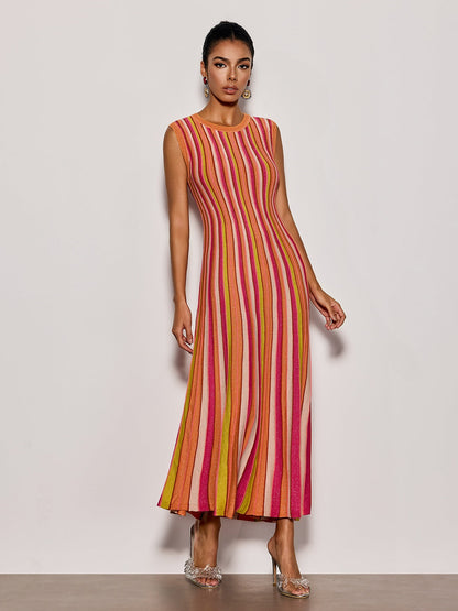 Rosstef Kısa Çıkarır Çizgi Knit Midi Giyinme