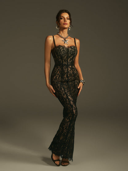 Marije Spaghetti Lace Maxi Dress