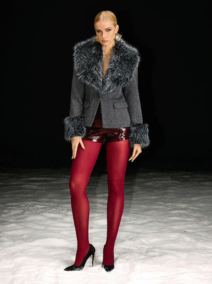 Masuyo Long Sleeve Faux Fur Blazer