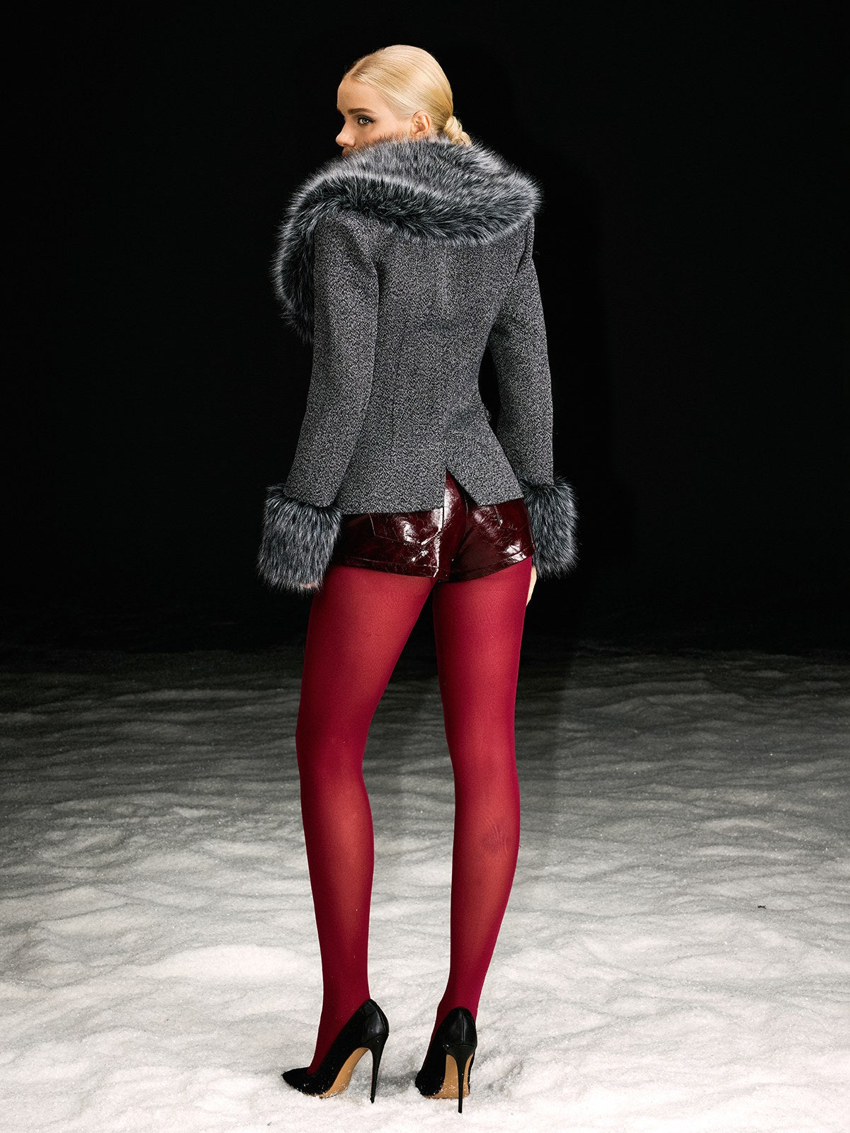 Masuyo Long Sleeve Faux Fur Blazer