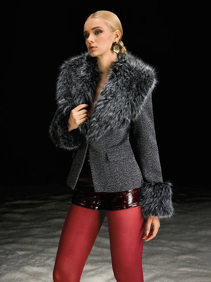 Masuyo Long Sleeve Faux Fur Blazer