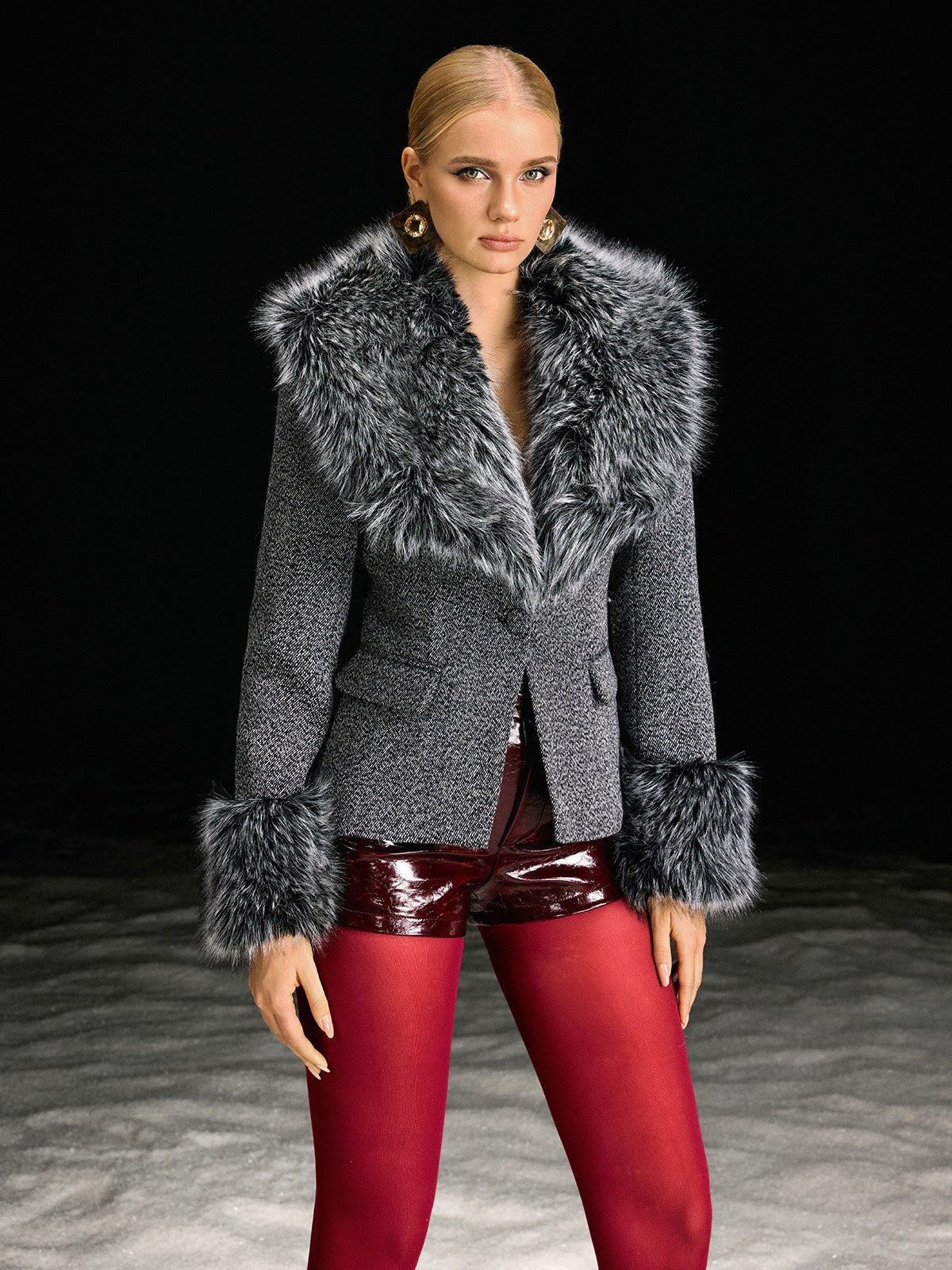Masuyo Long Sleeve Faux Fur Blazer