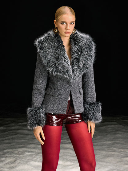 Masuyo Long Sleeve Faux Fur Blazer