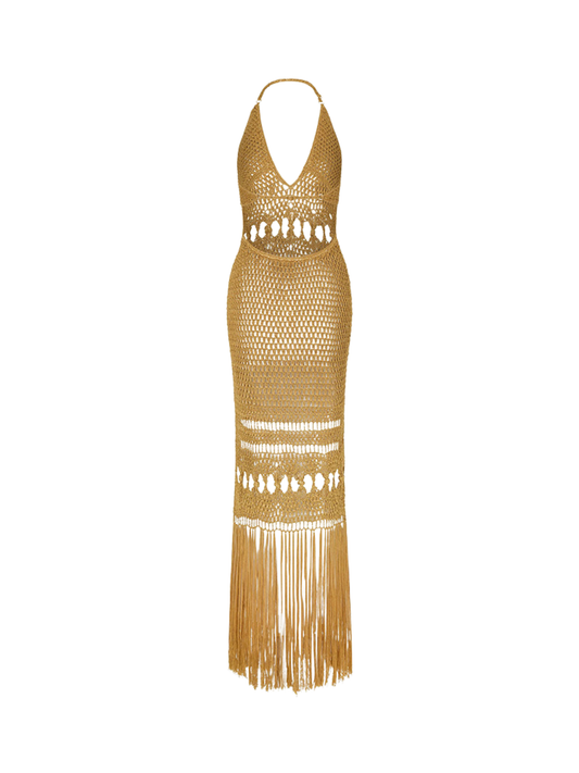 Rosstef Mavelyn Knit Cutout Fringe Cover Up