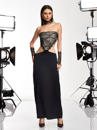 Mirevo Strapless Lace Maxi Dress