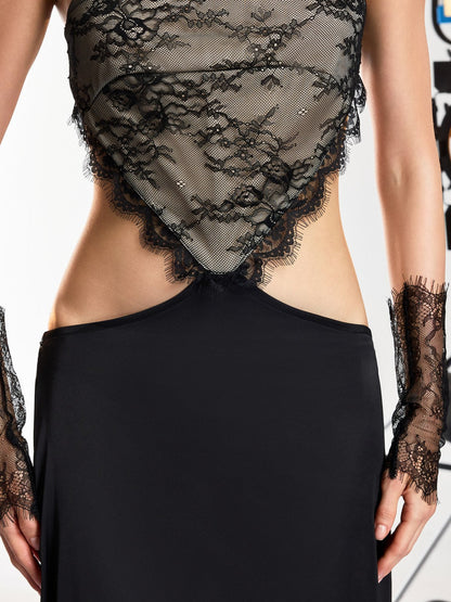 Mirevo Strapless Lace Maxi Dress