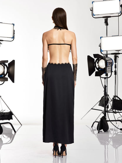 Mirevo Strapless Lace Maxi Dress
