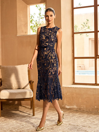 Rosstef Floral Cutout Midi Dress