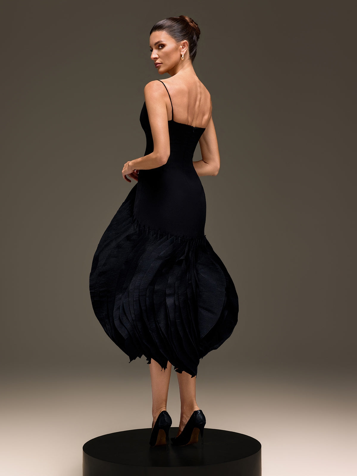Mordai Spaghetti Petal Maxi Dress