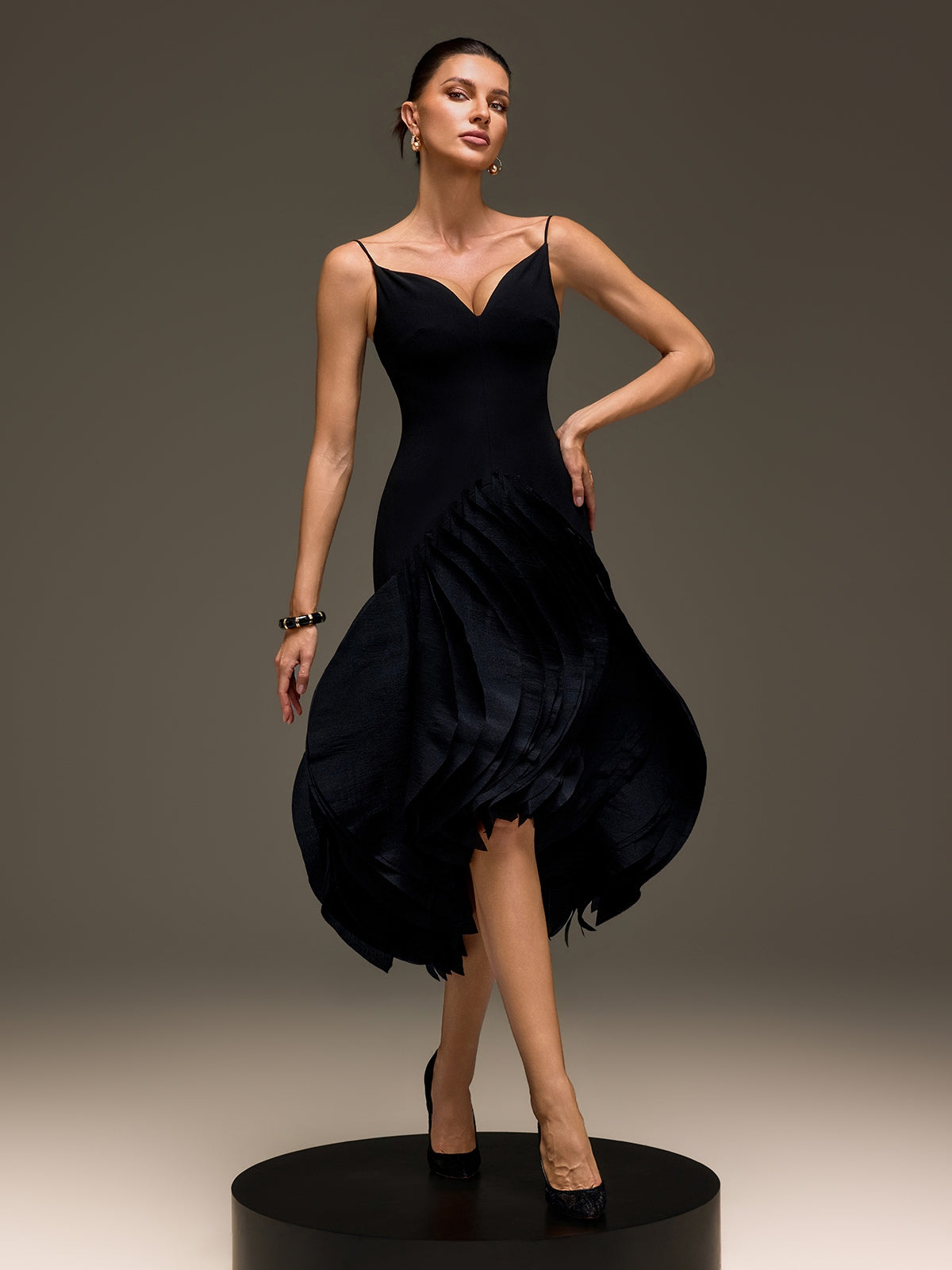 Mordai Spaghetti Petal Maxi Dress