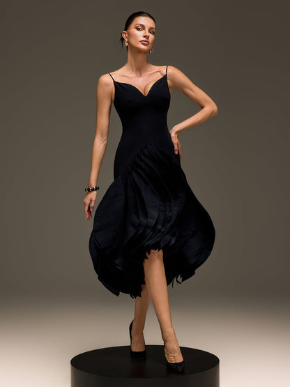 Mordai Spaghetti Petal Maxi Dress