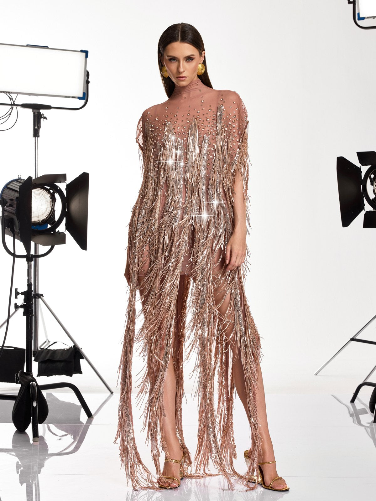 Rosstef Morvek Fringe Sequin Crystal Mini Dress - Şatafatlı Tasarım ve Işık Etkisi