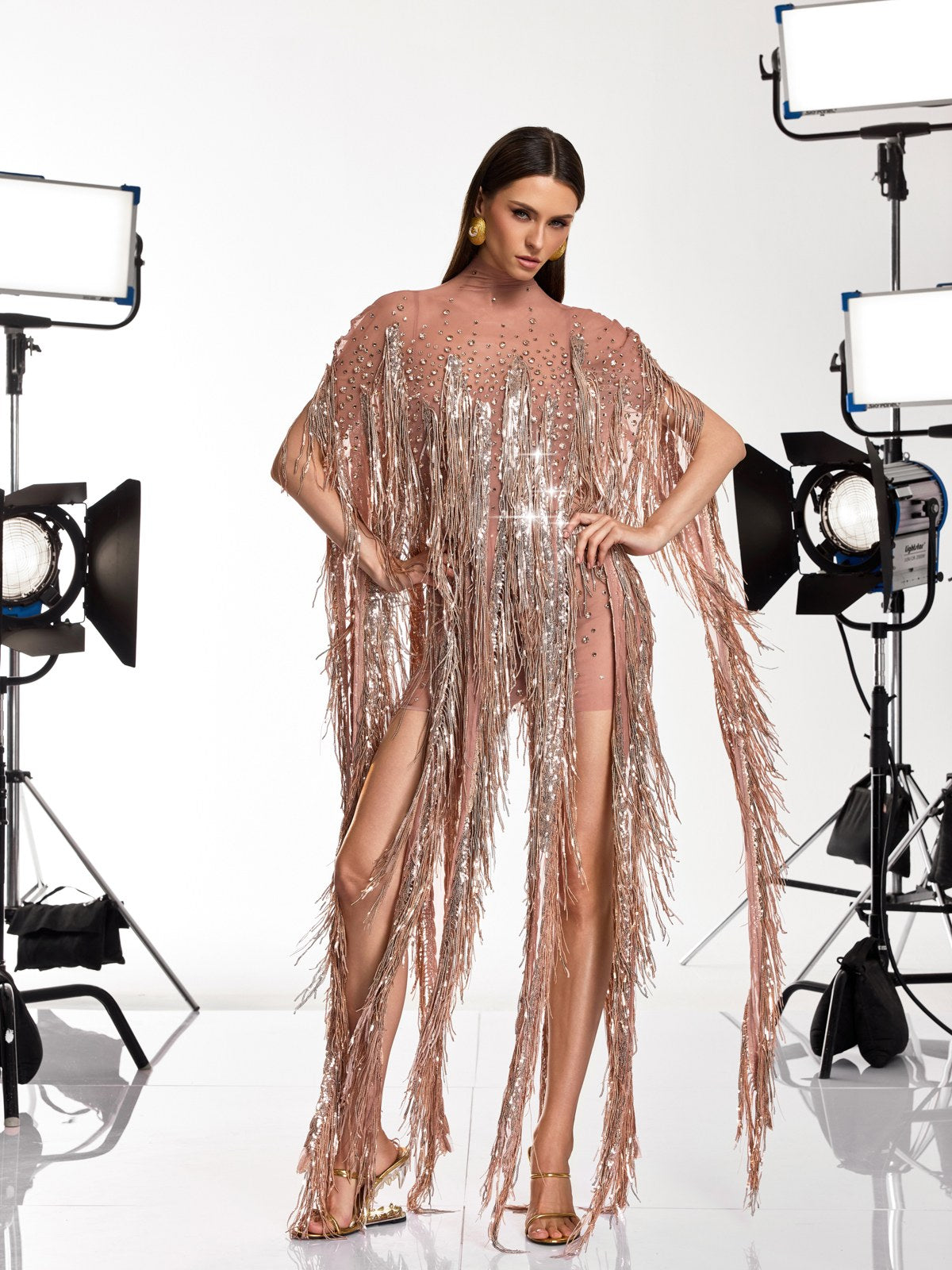Rosstef Morvek Fringe Sequin Crystal Mini Dress - Şatafatlı Tasarım ve Işık Etkisi