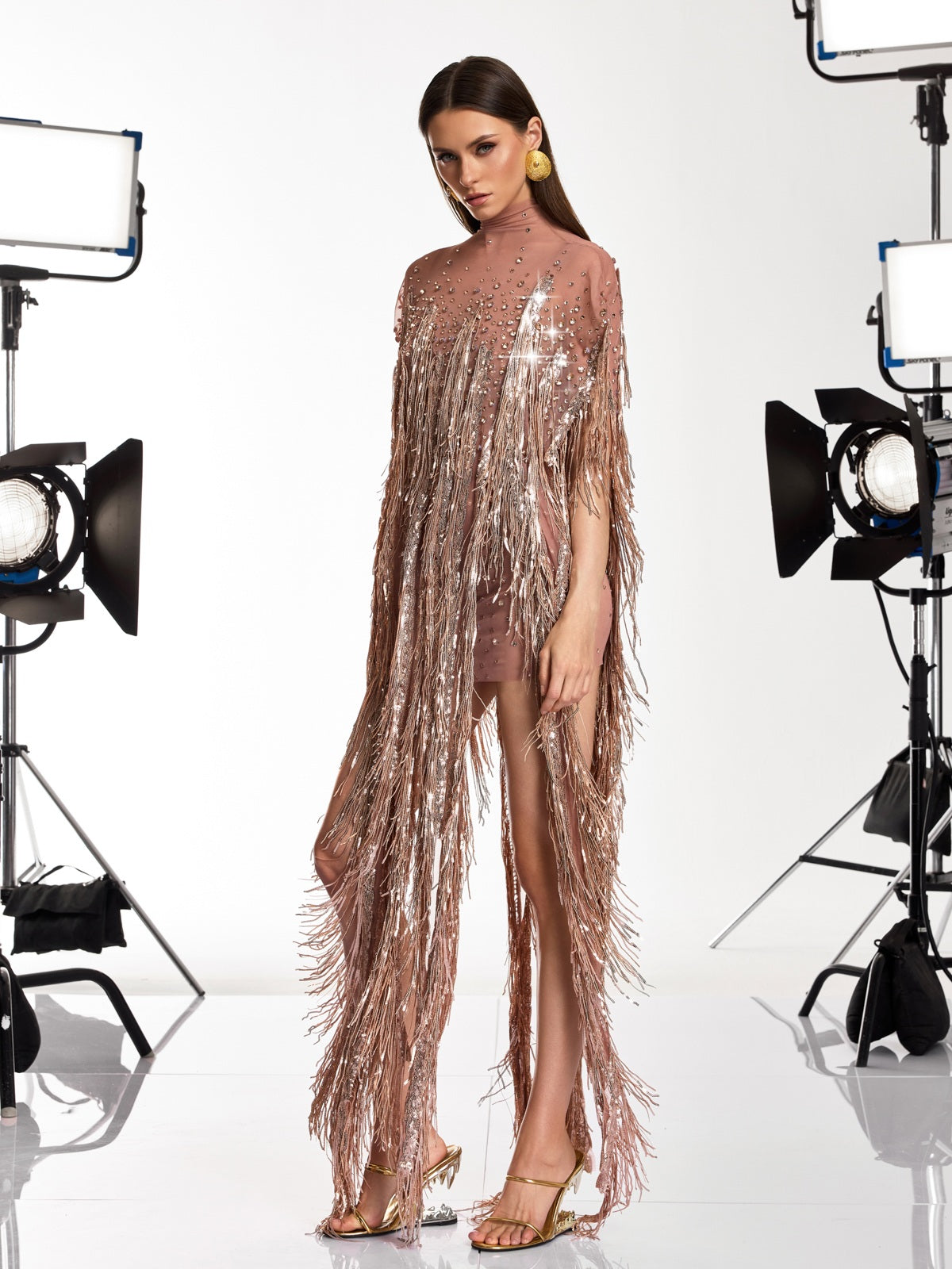 Rosstef Morvek Fringe Sequin Crystal Mini Dress - Şatafatlı Tasarım ve Işık Etkisi