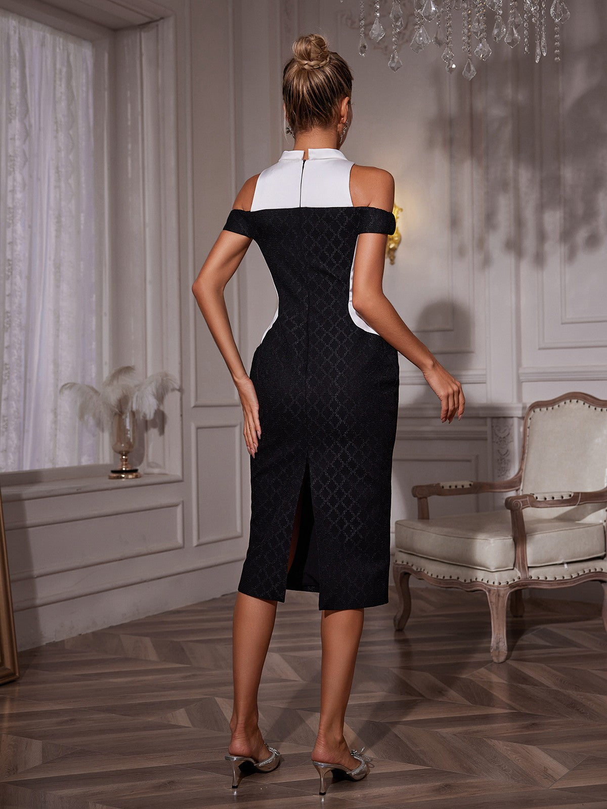 Rosstef Folded Collar Midi Dress