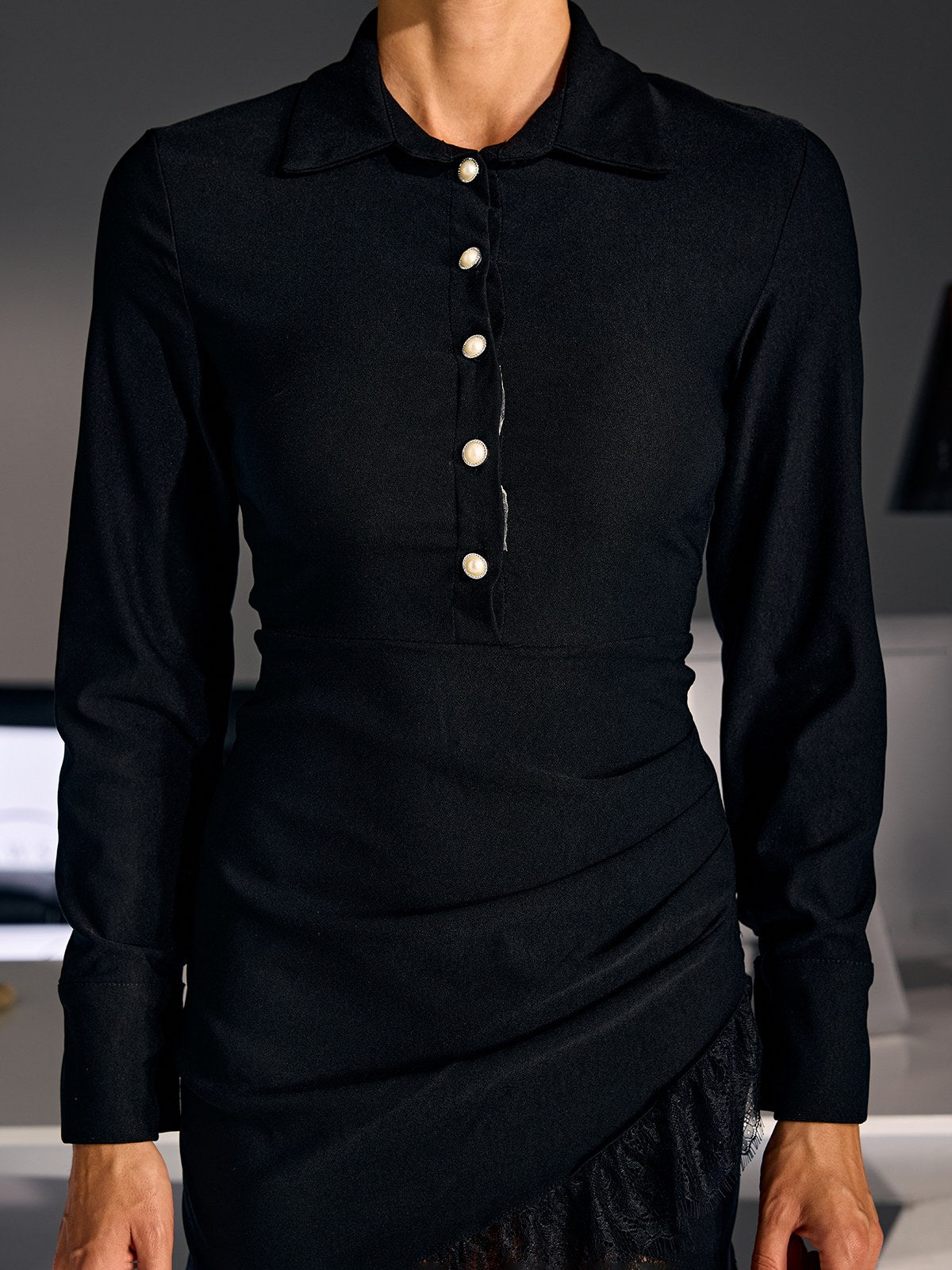 Rosstef Lace Shirt Mini Dress