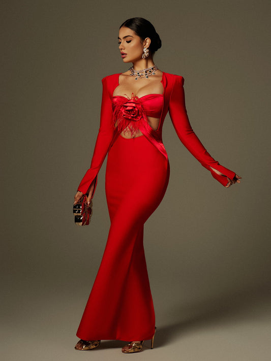 Rosstef Ngaio Flower Fringe Bandaj Maxi Giyin