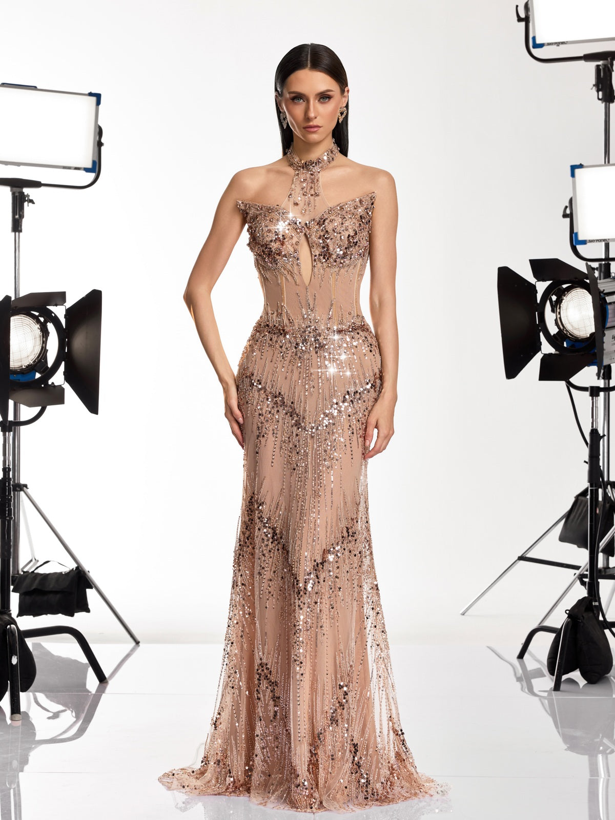 Rosstef Sequin Fringe Maxi Gowns