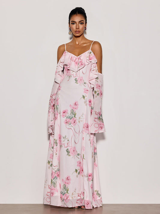 Rosstef Nostel Spaghetti Floral Maxi Dress
